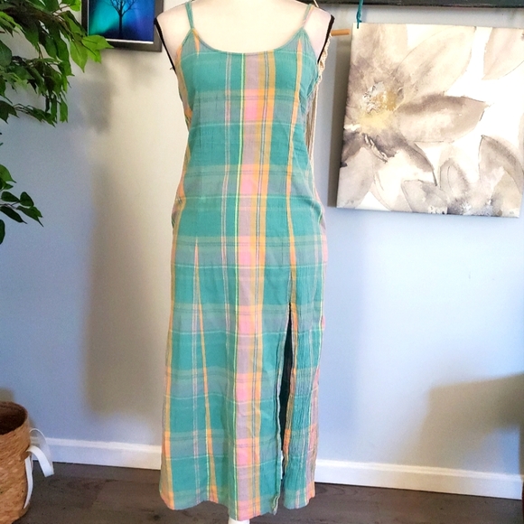 American Eagle Outfitters Dresses & Skirts - AMERICAN EAGLE pastel plaid maxi with slit S